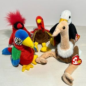 BIRDS! Group of 5 Ty Beanie Babies Birds